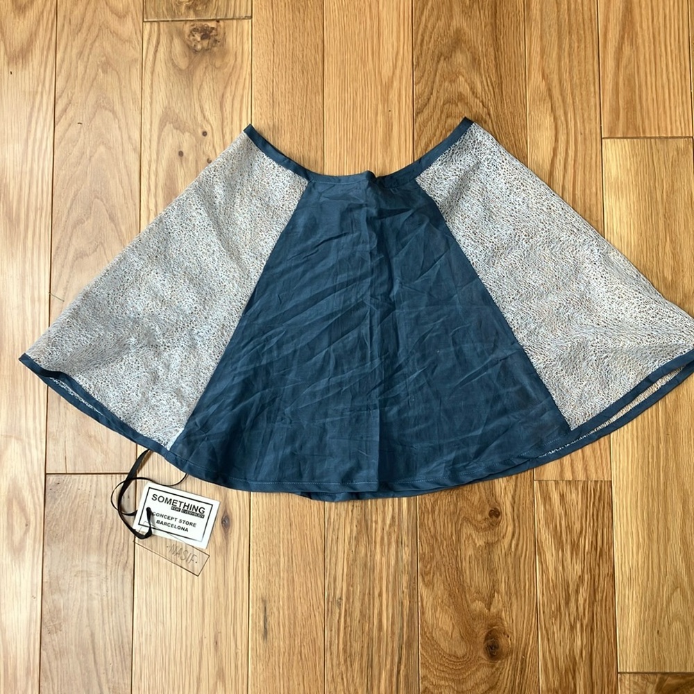 Blue paneled Skater Mini Skirt from Barcelona